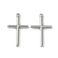 304 Stainless Steel Pendants, Cross Charms, Stainless Steel Color, 34x21x2.8mm, Hole: 2mm(STAS-F294-01D-P)