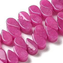 Natural White Jade Beads Strands, Dyed, Teardrop, Top Drilled, Camellia, 9~10x5~5.5x3.5~4mm, Hole: 0.7mm, about 40~48pcs/strand, 7.09~7.28''(18~18.5cm).(G-B064-B56)