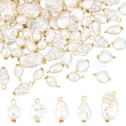 100Pcs 5 Style ABS Plastic Imitation Pearl Beads Pendant, with Iron Finding, Teardrop & Oval & Flat Round, Mixed Color, 17.5~30x10.5~16x5~10.5mm, Hole: 1.8~3mm, 20pcs/style(KY-AR0001-12)