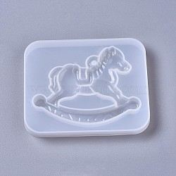 Silicone Molds, Resin Casting Molds, For UV Resin, Epoxy Resin Jewelry Making, Rocking horses, White, 108x86x11.5mm(DIY-F041-22)