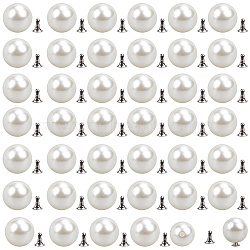 Iron Rivets, with Plastic Imitation Pearl Beads, Round, Platinum, 12mm, Hole: 1.6mm, 80pcs(FIND-SP0003-27C)