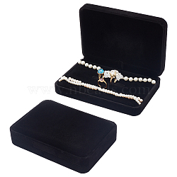 Velvet Jewelry Set Storage Gift Box, Rectangle, Black, 17.8x12.5x3.7cm(CON-WH0104-10B)