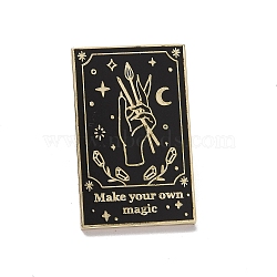 Make Your Own Magic Hand Alloy Enamel Pin Brooch, for Backpack Clothes, Black, 30x19x2mm(JEWB-R268-14)
