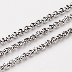 304 Stainless Steel Rolo Chains, Belcher Chain, Unwelded, Stainless Steel Color, 2x2mm(CHS-L015-31)