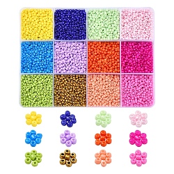 226.8g 12 Color 12/0 Baking Paint Glass Seed Beads, Round, Mixed Color, 1.5~2x1.5mm, Hole: 0.5~1mm, about 18.9g(about 1260pcs)/color(SEED-YW0001-78)