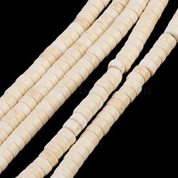 Synthetic Turquoise Beads Strands, Heishi Beads, Dyed, Flat Round/Disc, Creamy White, 4x2mm, Hole: 1mm, about 170pcs/strand, about 15 inch(TURQ-G110-4x2mm-11)