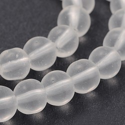 Frosted Glass Round Bead Strands, WhiteSmoke, 6mm, Hole: 1mm, about 53pcs/strand, 11.8 inch(GLAA-J079-01-6mm)