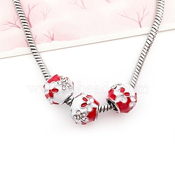 Alloy Rhinestone European Beads, Large Hole Beads, Christmas Theme, Butterfly, 10x9mm, Hole: 4.5mm(MPDL-Q213-23P)