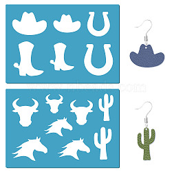 Acrylic Earring Handwork Template, Card Leather Cutting Stencils, Deep Sky Blue, Western Style, Horse, 130x90x2mm, 2pcs/set(DIY-WH0359-075)