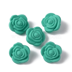 Food Grade Eco-Friendly Silicone Beads, Chewing Beads For Teethers, DIY Nursing Necklaces Making, Rose, Light Sea Green, 20.5x12.5mm, Hole: 2mm(FIND-WH0125-43M)