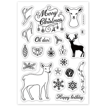 PVC Plastic Stamps, for DIY Scrapbooking, Photo Album Decorative, Cards Making, Stamp Sheets, Deer Pattern, 16x11x0.3cm