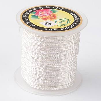 Round Metallic Thread, Embroidery Thread, 9-Ply, White, 0.8mm, about 65.61 yards(60m)/roll