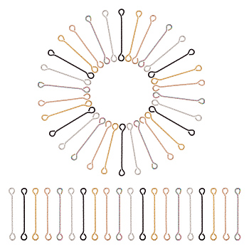 50Pcs 5 Colors 316 Surgical Stainless Steel Eye Pins, Double Sided Eye Pins, Mixed Color, 24 Gauge, 30x3.5x0.5mm, Hole: 2.5x1.9mm, 10pcs/color