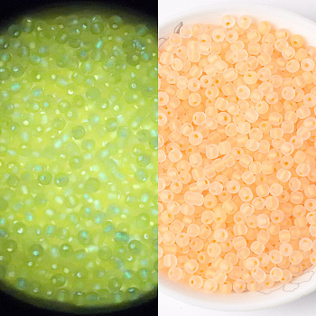 100G Luminous Frosted Glass Beads, Glow in the Dark, Rondelle, Dark Orange, 4x3.5mm, Hole: 1.2mm