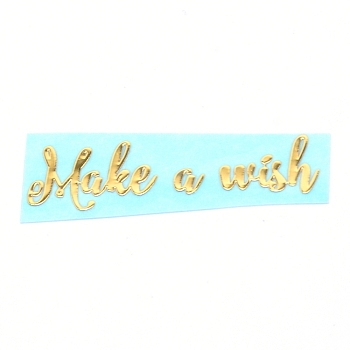 Self Adhesive Brass Stickers, Scrapbooking Stickers, for Epoxy Resin Crafts, Make a Wish, Golden, 40x10x0.1mm