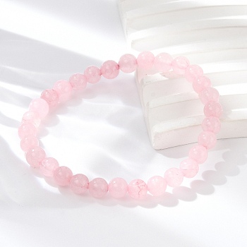 Natural Rose Quartz Bead Stretch Bracelets, Round, Dyed, Inner Diameter: 2 inch~2-3/8 inch(5~6cm), Bead: 5.8~6.8mm