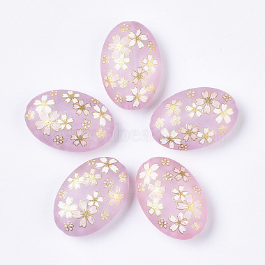 29mm Pink Oval Resin Beads