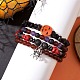 4Pcs Halloween Skull Pumpkin Gemstone Beaded Stretch Bracelets Kit(BJEW-TA00483)-2