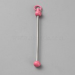 Iron Bar Beadable Keychain for Jewelry Making DIY Crafts, Platinum, Hot Pink, 7.8cm(IFIN-SZC0005-01A-13)