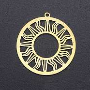 Stainless Steel Pendants, Golden, Sun Pattern, 33x30.5mm(MOST-PW0002-06I-G)