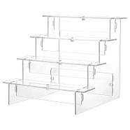 Acrylic Display Risers, 4 Steps Jewelry Display Riser Shelf Showcase, with Screwdriver, for Jewelry Figure Model Display, Clear, 20x19x18.5cm(ODIS-WH0017-079A)