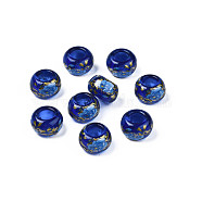 Flower Printed Transparent Acrylic Rondelle Beads, Large Hole Beads, Medium Blue, 15x9mm, Hole: 7mm(TACR-S160-01-A02)