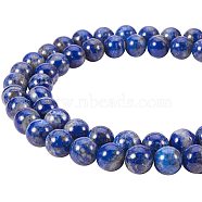 Natural Lapis Lazuli Bead Strands, Grade A, Round, 8mm, Hole: 1mm, about 48pcs/strand, 16 inch, 1strand/set(G-PH0028-8mm-16)