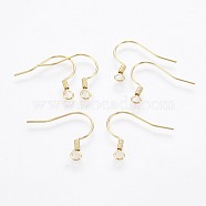 304 Stainless Steel Earring Hooks, Ear Wire, with Horizontal Loop, Golden, 17~18x18~20x2mm, Hole: 2mm, 21 Gauge, Pin: 0.7mm(STAS-P221-04G)