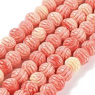 Synthetic Coral Beads, Dyed, Turtle Shell, Salmon, 11x9mm, Hole: 1.4mm, about 40pcs/strand, 14.57''(37cm)(CORA-D033-C01-A)