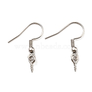 304 Stainless Steel Earring Hooks, Ear Wire with Pinch Bails, Stainless Steel Color, 21 Gauge, 25.5mm, Pin: 0.7mm and 1mm(STAS-G310-24P)