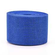 Polyester Imitation Linen Wrapping Ribbon, for Crafts Decoration, Royal Blue, 2 inch(50mm), about 5.47 Yards(5m)/Roll(OCOR-G007-01D)
