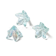 Transparent Acrylic Bead Caps, Lily Flower, Pale Turquoise, 16x12mm, Hole: 1.2mm, 825pcs/500g(OACR-H016-05E)