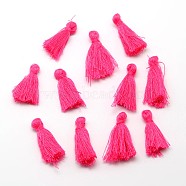 Cotton Thread Tassels Pendant Decorations, Deep Pink, 25~31x5mm, about 39~47pcs/bag(NWIR-P001-03K)