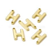 Rack Plating Brass Connector Charms, Real 18K Gold Plated, Long-Lasting Plated, Cadmium Free & Nickel Free & Lead Free, Letter Links, Letter.H, 14x8.5x1.5mm, Hole: 1mm(KK-C007-38G-H)