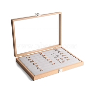 Rectangle Wooden Rings Presentation Boxes, Clear Visible Jewelry Display Case for Rings, Navajo White, 350x240x45mm(PW-WG90817-02)