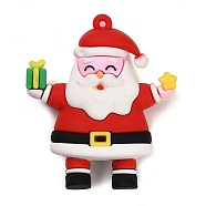 Christmas PVC Plastic Big Pendants, Santa Claus, 52.5x44x18mm, Hole: 2mm(KY-D018-02B)