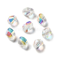 Glass Imitation Austrian Crystal Beads, Faceted, Nugget, Clear AB, 13x10x10mm, Hole: 1mm(GLAA-H024-12A)