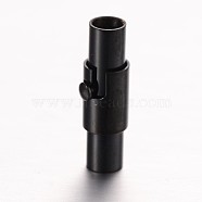 304 Stainless Steel Locking Tube Magnetic Clasps, Column, Electrophoresis Black, 16x5mm, Hole: 3mm(STAS-I045-12-3mm)
