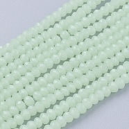 Imitation Jade Glass Beads Strands, Faceted, Rondelle, Light Green, 3x2~2.5mm, Hole: 0.5mm, about 186~190pcs/strand, 17 inch(GLAA-G045-A04)