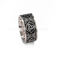 Stainless Steel Enamel Triquetra/Trinity Knot Finger Rings, Claddagh Ring, Stainless Steel Color, Inner Diameter: 20mm(PW-WG80958-02)