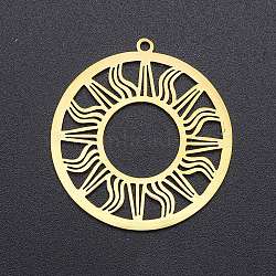 Stainless Steel Pendants, Golden, Sun Pattern, 33x30.5mm(MOST-PW0002-06I-G)