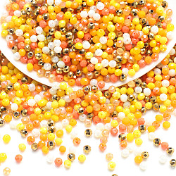 Electroplate Glass Beads, Faceted, Round, Gold, 4x3.5mm, Hole: 1mm(GLAA-D020-01F)