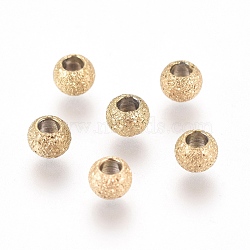 Ion Plating(IP) 304 Stainless Steel Textured Spacer Beads, Round, Golden, 3x2mm, Hole: 1.5mm(X-STAS-P108-04G-A)