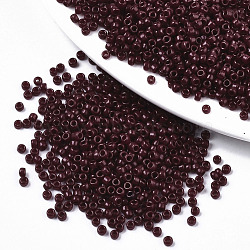 Baking Paint Glass Seed Beads, Fit for Machine Eembroidery, Round, Coconut Brown, 2.5x1.5mm, Hole: 1mm, about 20000pcs/bag(SEED-S042-05A-03)