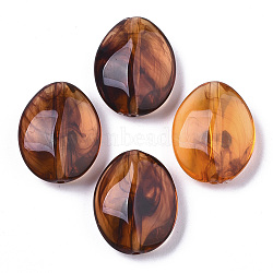 Transparent Acrylic Beads, Two-Tone, Oval, Saddle Brown, 23x18x8.5mm, Hole: 1.8mm(X-OACR-N008-016)