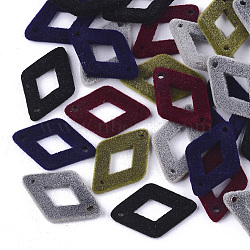 Flocky Acrylic Links, Rhombus, Mixed Color, 23x15x2mm, Hole: 1mm(OACR-T005-13)