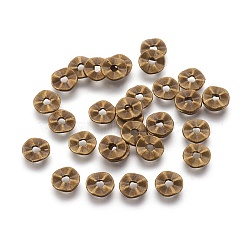 Tibetan Style Wavy Spacer Beads, Cadmium Free & Nickel Free & Lead Free, Twist Flat Round, Antique Bronze, 7x1mm, Hole: 1mm(TIBEB-A101871-AB-FF)