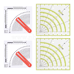 2Pcs 2 Styles Square Fabric Cutting Rulers, Quilting Templates, Acrylic Quilting Tools for Beginner, Mixed Color, 150~205x150~205x1.6~2.8mm, Hole: 1.5~11mm, 1pc/style(TOOL-DC0001-15)