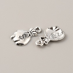 Money Theme Tibetan Style Alloy Pendants, Antique Silver, Bag Pattern, 18x10.5x1.5mm, Hole: 1.4mm(FIND-CJC0004-30AS-02)
