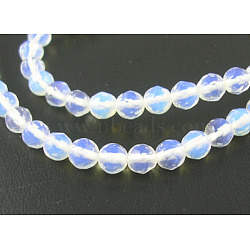 Opalite Beads Strands, Faceted Round, 4mm, Hole: 0.5mm, about 90pcs/strand, 15 inch(X-GSF4mmC081)